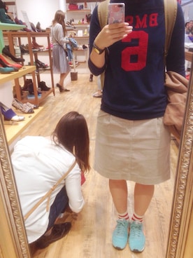 「CHUMS（チャムス）のアイテム（レッグウェア）」を使った、なっちゃんさん（レディース・160cm）の秋コーディネート