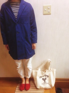 「ORCIVAL（オーシバル）の【ORCIVAL(オーシバル)】コットンロード フレンチバスクシャツ（Tシャツ/カットソー）」を使った、なっちゃんさん（レディース・160cm）の春コーディネート