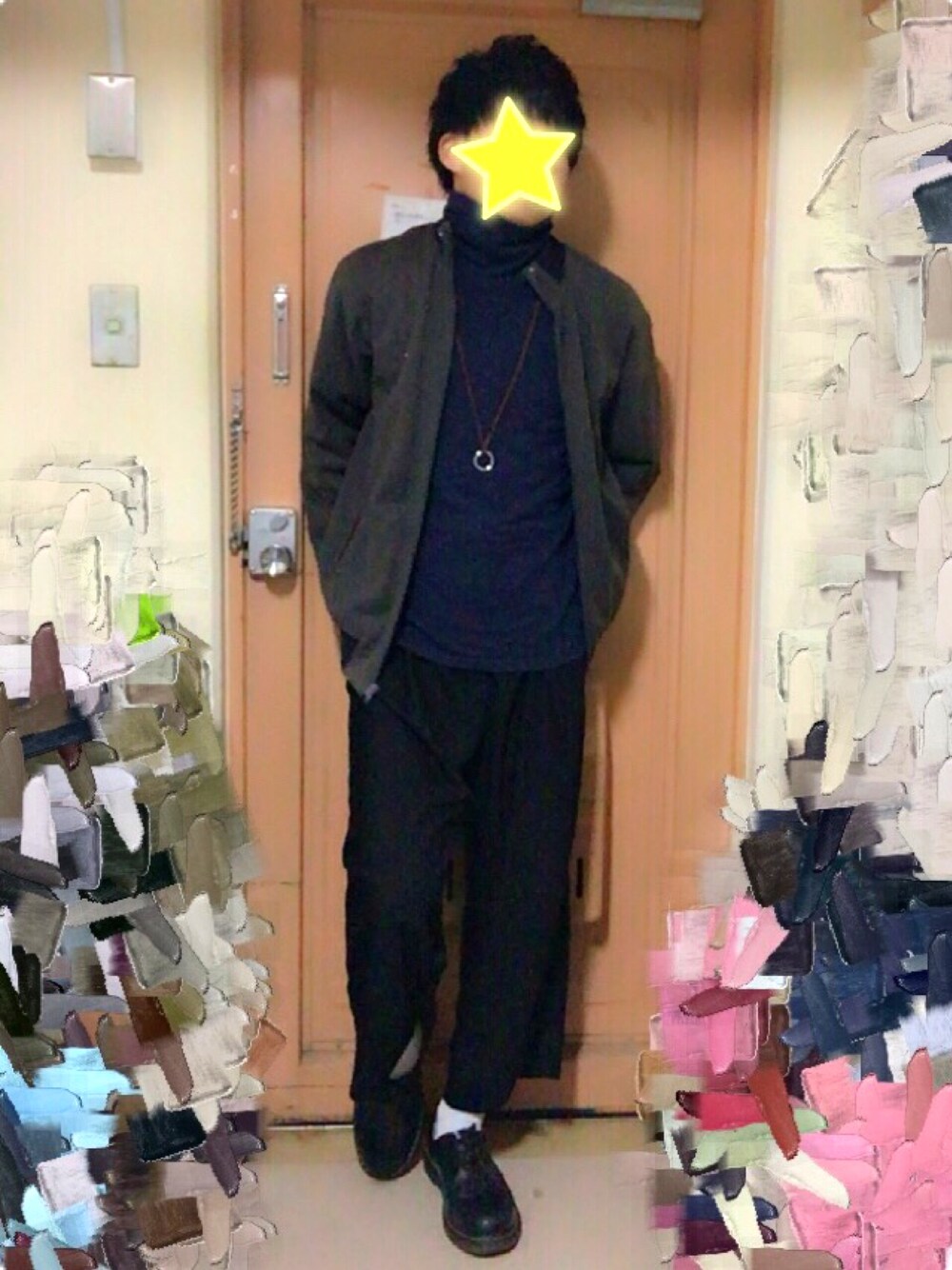 「Dr.Martens、HARE、SHIPS、UNIQLO、NIKE、SHIPS JET BLUE」｜「SHIPS JET BLUEのSHIPS JET BLUE(シップス ジェットブルー): リングレザーネックレス（ネックレス、ブラウン系）」を使った、yoccyさん（メンズ・170cm）の冬コーディネートの1枚目の写真