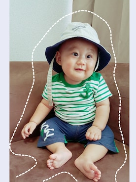 「emile  zoleのアイテム（Tシャツ/カットソー、グリーン系）」を使った、asa0308さん（キッズ・70cm）の夏コーディネート