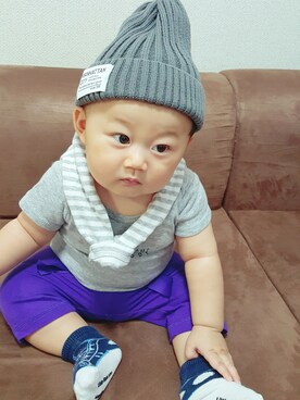 「Carter's（カーターズ）のアイテム（その他パンツ、ブルー系）」を使った、asa0308さん（キッズ・70cm）の秋コーディネート