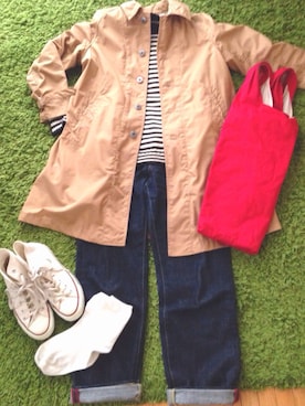 「Engineered Garments（エンジニアードガーメンツ）のアイテム（ステンカラーコート）」を使った、sho-do☆さん（レディース・157cm）の冬コーディネート