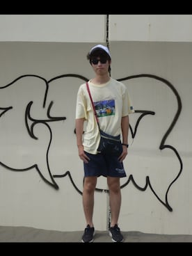 「MYne（マイン）のアイテム（キャップ）」を使った、KENTARO さん（メンズ・175cm）の夏コーディネート