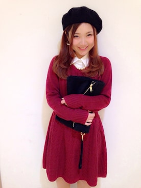 「one after another NICE CLAUP（ワンアフターアナザーナイスクラップ）のアイテム（ハンチング/ベレー帽）」を使った、Ayaka.Kさん（レディース・154cm）の冬コーディネート
