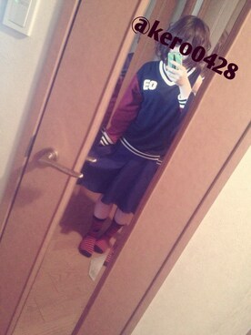 「AFRICA TARO（アフリカタロウ）のアイテム（スウェット、ブルー系）」を使った、Mina Fukunaga❀さん（レディース・151cm）の春コーディネート