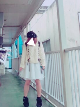 「Honey Cinnamon（ハニーシナモン）のアイテム（ニット/セーター、ベージュ系）」を使った、Mina Fukunaga❀さん（レディース・151cm）の秋コーディネート