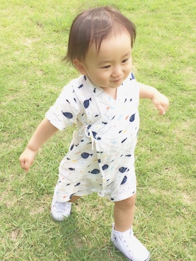 「アイテム（水着/着物・浴衣、ホワイト系）」を使った、ERIさん（キッズ・80cm）の夏コーディネート