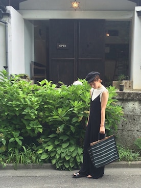 「マリンキャップ」｜「アイテム（つなぎ/オールインワン）」を使った、ERIさん（レディース・161cm）の夏コーディネート