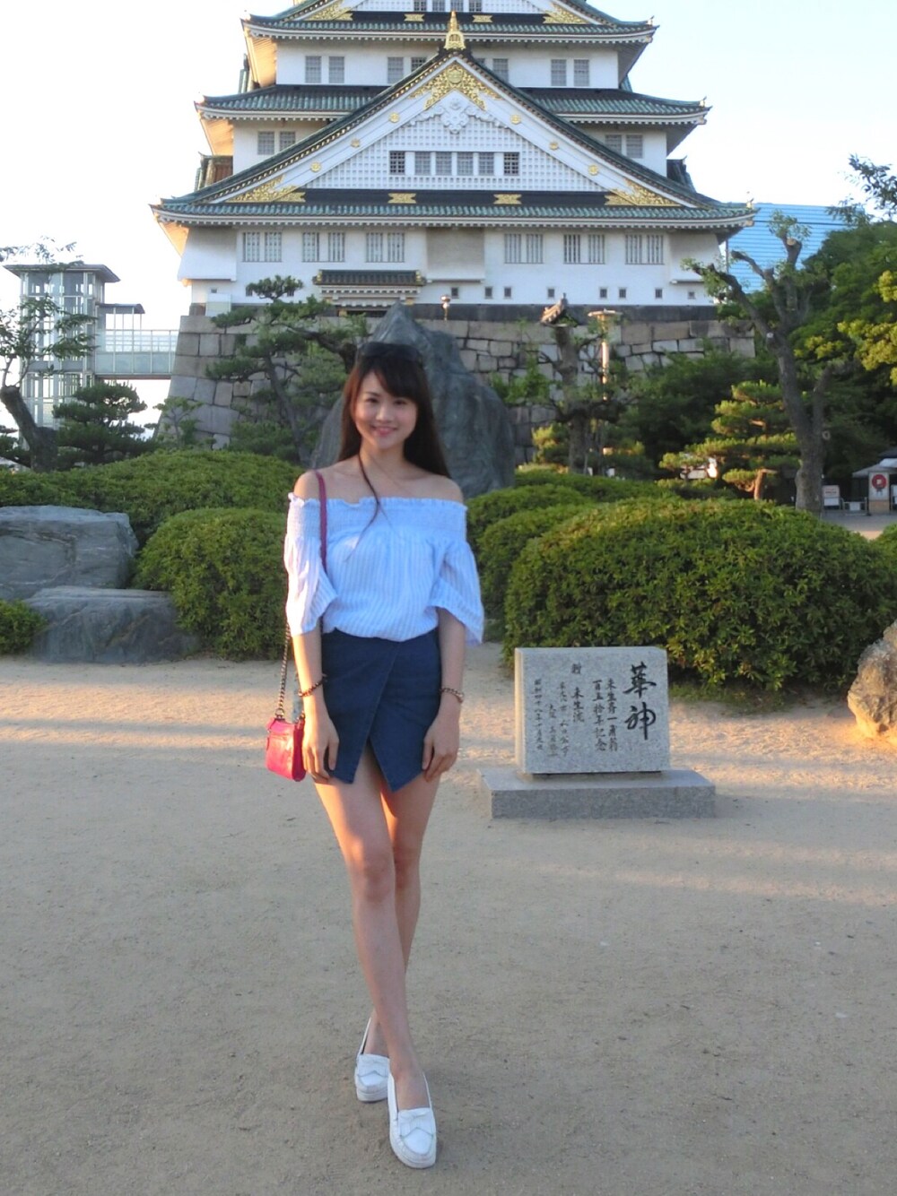 「osaka、summer、supercolor、mocassine、COLLARS」｜「NO NAMEのアイテム（シャツ/ブラウス、ブルー系）」を使った、Chloe💋さん（レディース・167cm）の夏コーディネートの1枚目の写真