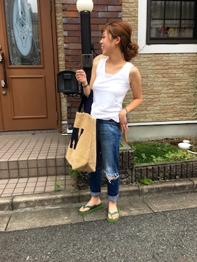 「Fil Daraignee（フィルダレニエ）のアイテム」を使った、なみなみなさん（レディース・156cm）の夏コーディネート