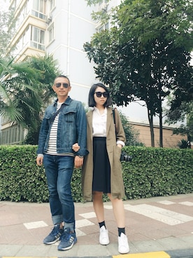 「streetsnap」｜「アイテム（デニムジャケット）」を使った、薛思绵さん（レディース・160cm）の秋コーディネート