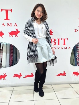 「アンゴラ」｜「アイテム（ブーツ）」を使った、saki さん（レディース・162cm）の秋コーディネート