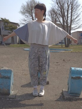 「sneeuw（スニュウ）のアイテム（パンツ）」を使った、Gumeeさん（レディース・168cm）の春コーディネート