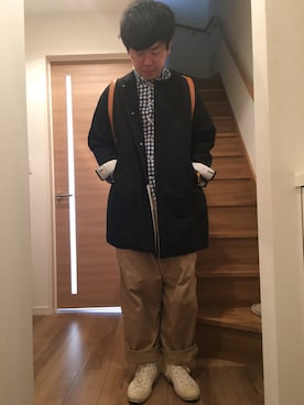 「MoonStar（ムーンスター）のアイテム（スニーカー、ホワイト系）」を使った、F.H.さん（メンズ・173cm）の秋コーディネート
