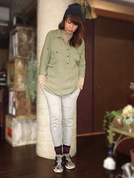 「虎柄」｜「アイテム（ニットキャップ/ビーニー）」を使った、あなーにゃさん（レディース・167cm）の冬コーディネート