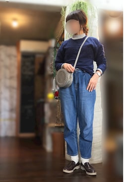「ラウンドバッグ」｜「アイテム（アナログ腕時計）」を使った、あなーにゃさん（レディース・167cm）の冬コーディネート
