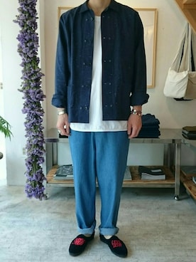「アイテム（その他シューズ、ブルー系）」を使った、TAKUさん（メンズ・172cm）の春コーディネート