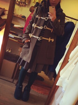 「ロング丈ダッフル」｜「アイテム（ブーツ）」を使った、cosさん（レディース・157cm）の冬コーディネート