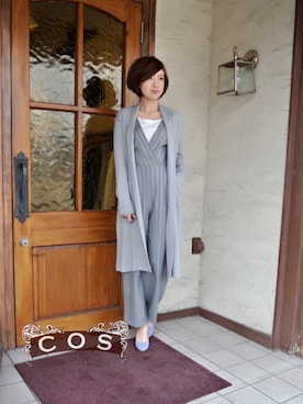 「アイテム（サロペット/オーバーオール、グレー系）」を使った、cosさん（レディース・163cm）の春コーディネート