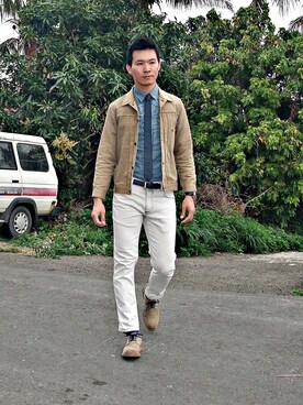 「PHIGVEL（フィグベル）のアイテム（ジャケット/アウター）」を使った、林雨辰さん（メンズ・176cm）の春コーディネート