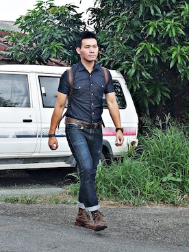 「D&G（ディーアンドジー）のアイテム（バッグ）」を使った、林雨辰さん（メンズ・176cm）の夏コーディネート