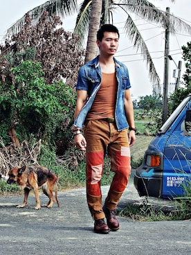 「Scarti-Lab（スカルティーラボ）のアイテム」を使った、林雨辰さん（メンズ・176cm）の秋コーディネート