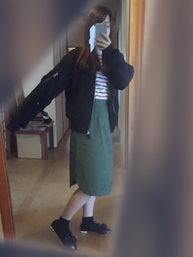 「DHOLIC（ディーホリック）のアイテム（ブルゾン）」を使った、ちゃこさん（レディース・156cm）の秋コーディネート