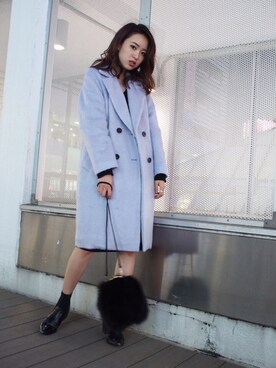 「MURUA（ムルーア）のアイテム（チェスターコート）」を使った、MURUAさん（レディース・167cm）の秋コーディネート