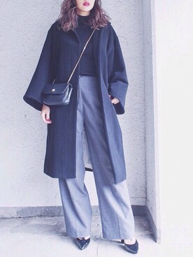 「MURUA（ムルーア）のアイテム（ステンカラーコート）」を使った、MURUAさん（レディース・163cm）の秋コーディネート