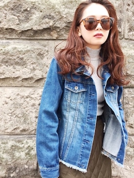 「MURUA（ムルーア）のアイテム（デニムジャケット）」を使った、MURUAさん（レディース・152cm）の冬コーディネート