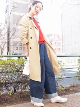 「MURUA（ムルーア）のアイテム（トレンチコート）」を使った、MURUAさん（レディース・167cm）の春コーディネート