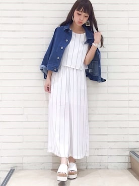 「ロンパース」｜「アイテム（ブルゾン）」を使った、MURUAさん（レディース・159cm）の春コーディネート