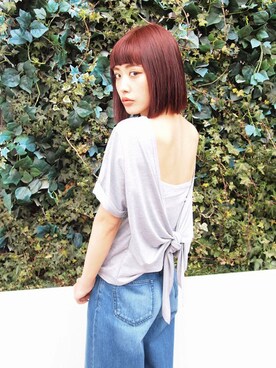 「MURUA（ムルーア）のアイテム（Tシャツ/カットソー）」を使った、MURUAさん（レディース・160cm）の春コーディネート