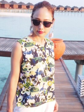 「MURUA（ムルーア）のアイテム（タンクトップ）」を使った、MURUAさん（レディース・158cm）の春コーディネート