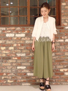 「MURUA（ムルーア）のアイテム（タンクトップ）」を使った、MURUAさん（レディース・160cm）の春コーディネート