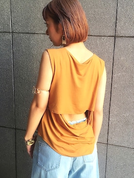 「MURUA（ムルーア）のアイテム（タンクトップ）」を使った、MURUAさん（レディース・158cm）の夏コーディネート