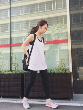 「MURUA（ムルーア）のアイテム（タンクトップ）」を使った、MURUAさん（レディース・152cm）の夏コーディネート