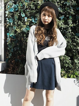 「MURUA（ムルーア）のアイテム（カーディガン/ボレロ）」を使った、MURUAさん（レディース・159cm）の冬コーディネート