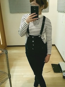 「寒い」｜「アイテム（サロペット/オーバーオール）」を使った、今日子さん（レディース・152cm）の冬コーディネート