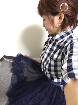 「blue」｜「アイテム（ヘアアクセサリー）」を使った、今日子さん（レディース・152cm）の春コーディネート