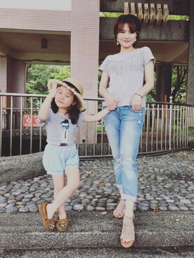 「LOVFEE（ラッフィ）のアイテム」を使った、福小媛さん（キッズ・100cm）の春コーディネート
