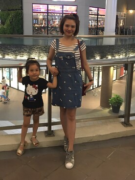 「adidas originals」｜「アイテム（つなぎ/オールインワン）」を使った、福小媛さん（レディース・155cm）の秋コーディネート