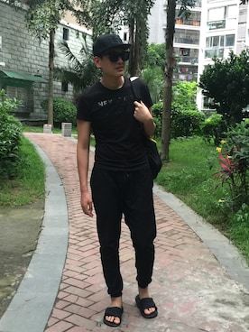 「NICE CLAUP（ナイスクラップ）のアイテム（パンツ）」を使った、@.azhongさん（メンズ・180cm）の夏コーディネート