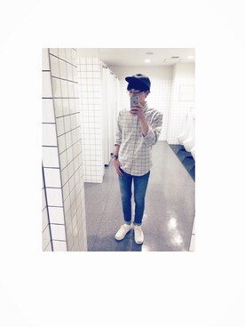 「Adam et Rope A・E・R（アダムエロペ）のアイテム（帽子）」を使った、オオタさん（メンズ・174cm）の夏コーディネート