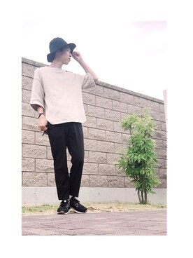 「JohnUNDERCOVER（ジョンアンダーカバー）のアイテム（帽子）」を使った、オオタさん（メンズ・174cm）の夏コーディネート