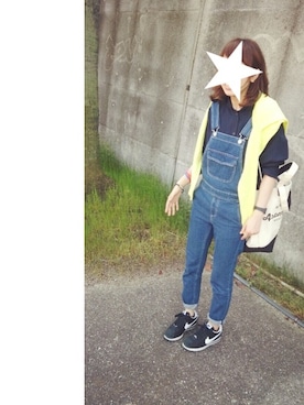 「シフォンブラウス」｜「アイテム（オールインワン・サロペット）」を使った、だーやま。さん（レディース・156cm）の春コーディネート