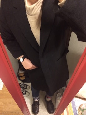 「アイテム（チェスターコート）」を使った、Eさん（レディース・162cm・20代）の冬コーディネート