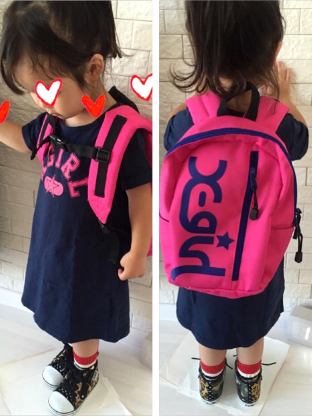 「夏コーデ、エックスガール、イロチ買い、アンパンマン」｜「X-girl StagesのS/S TEE DRESS COLLEGE STAR LOGO(12M～3T)（ワンピース、ブルー系）」を使った、ハナハルさん（キッズ・90cm）の夏コーディネートの1枚目の写真