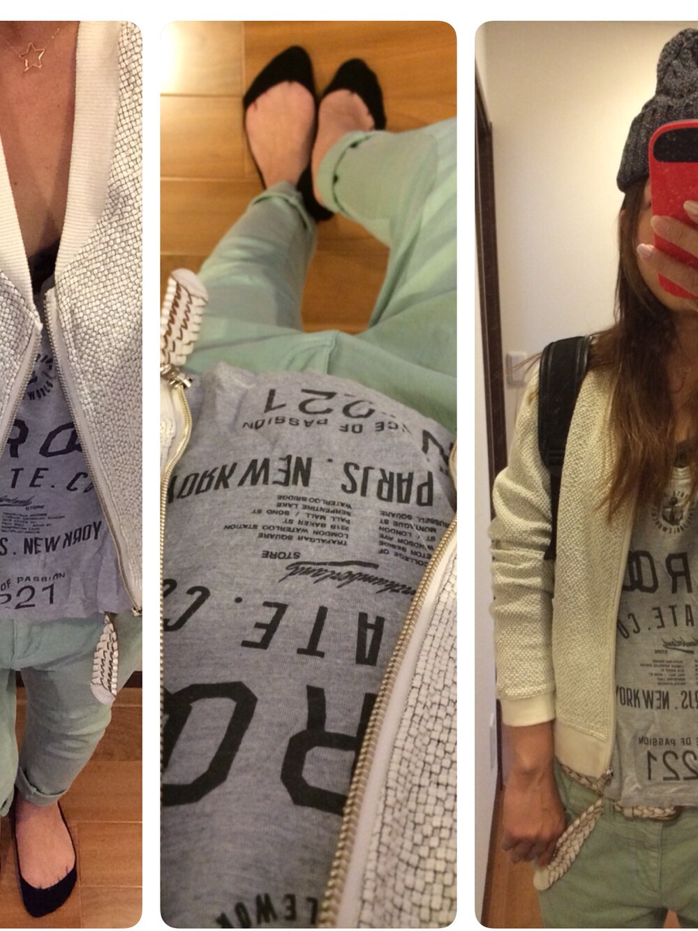「Tシャツ、CA4LA、H&M、サルエルパンツ、ハイヒール、And A、エメラルドグリーン、cepo、ニクソン」｜「NIXONのべっ甲柄の腕時計（アナログ腕時計、その他）」を使った、manaさん（レディース・155cm）の春コーディネートの1枚目の写真