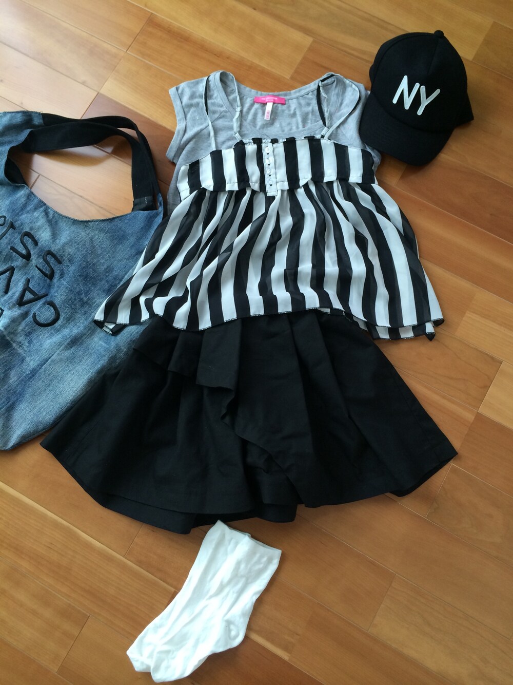 「H&M、キュロット、And A」｜「WEGOのキャミソール♡（キャミソール、ブラック系）」を使った、manaさん（レディース・155cm）の夏コーディネートの1枚目の写真